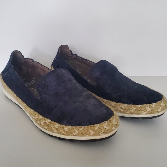 Women's Blue Suede Shoes Loafers Slip On Espadrilles Moccasins Deck Shoes Preppy - Picture 2 of 8
